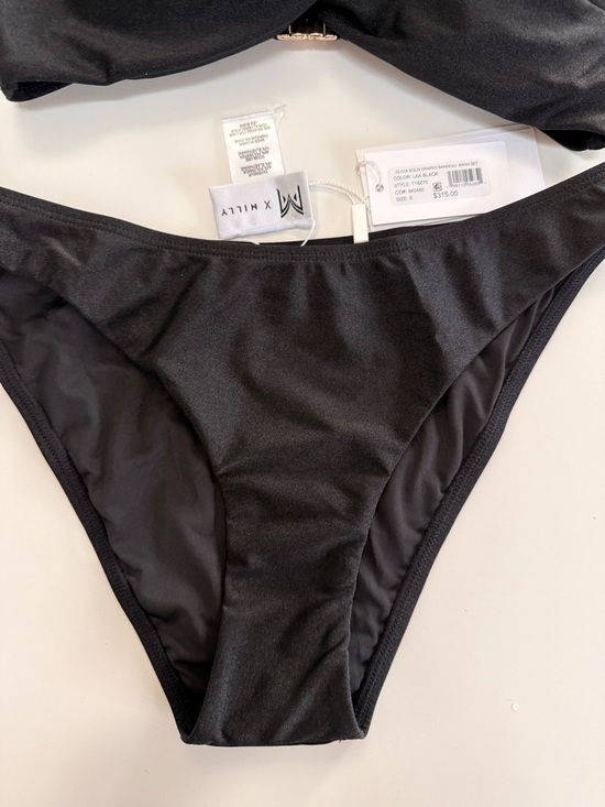 Milly- Olivia Black Twist Bandeau Bikini with Cross Straps - Picture 7 of 11